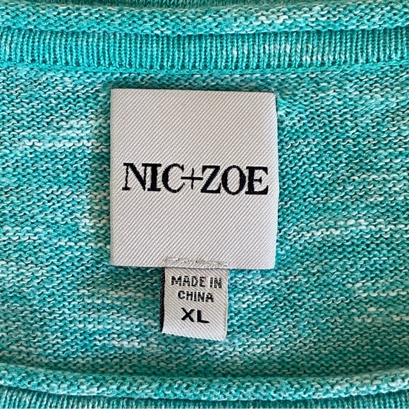 Women's Nic + Zoe Abstract Floral Linen Blend Sweater Travel Resort Size XL - Picture 5 of 8